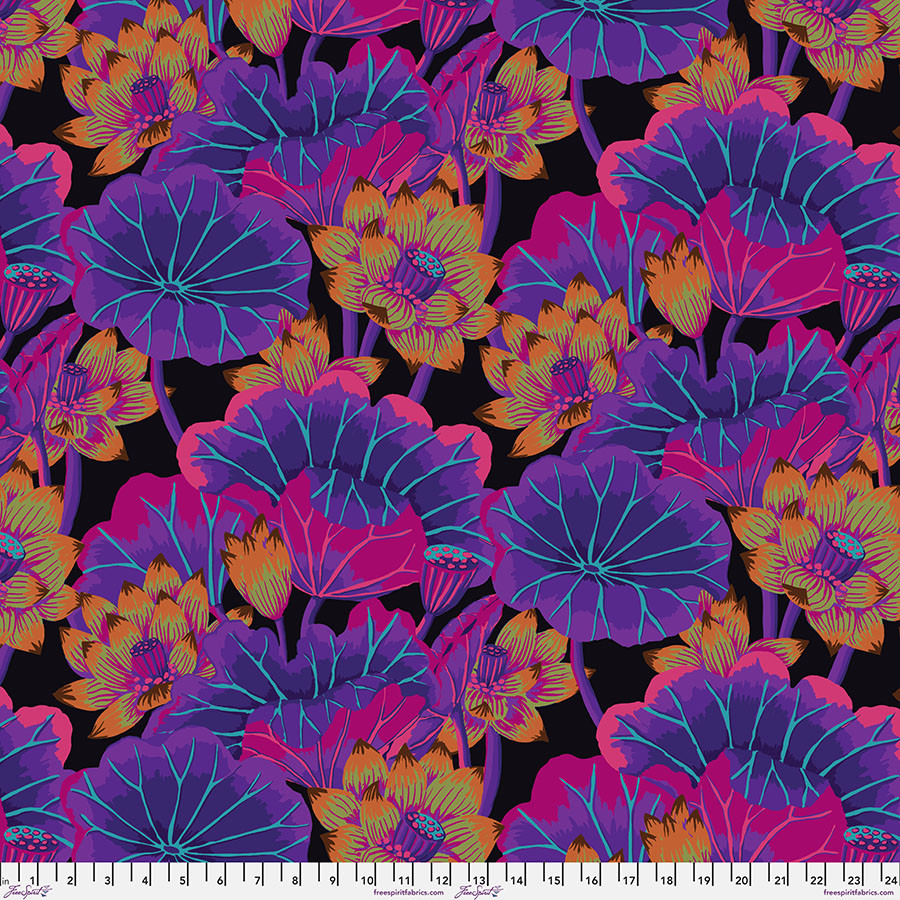 FreeSpirit Fabrics | Lake Blossoms - Black| Kaffe Fassett