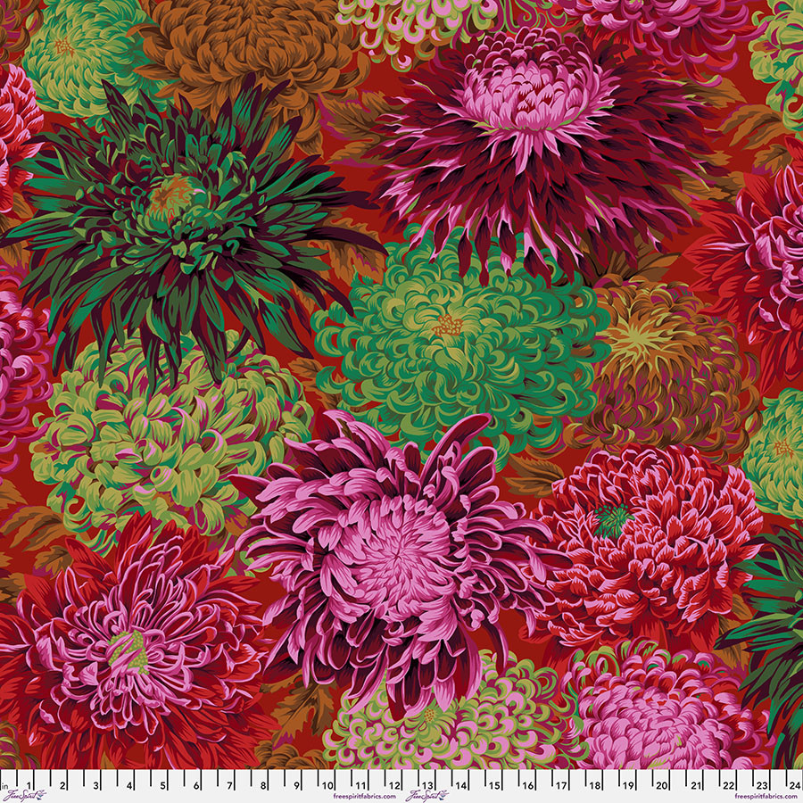FreeSpirit Fabrics | Japanese Chrysanthemum - Scarlett| Kaffe