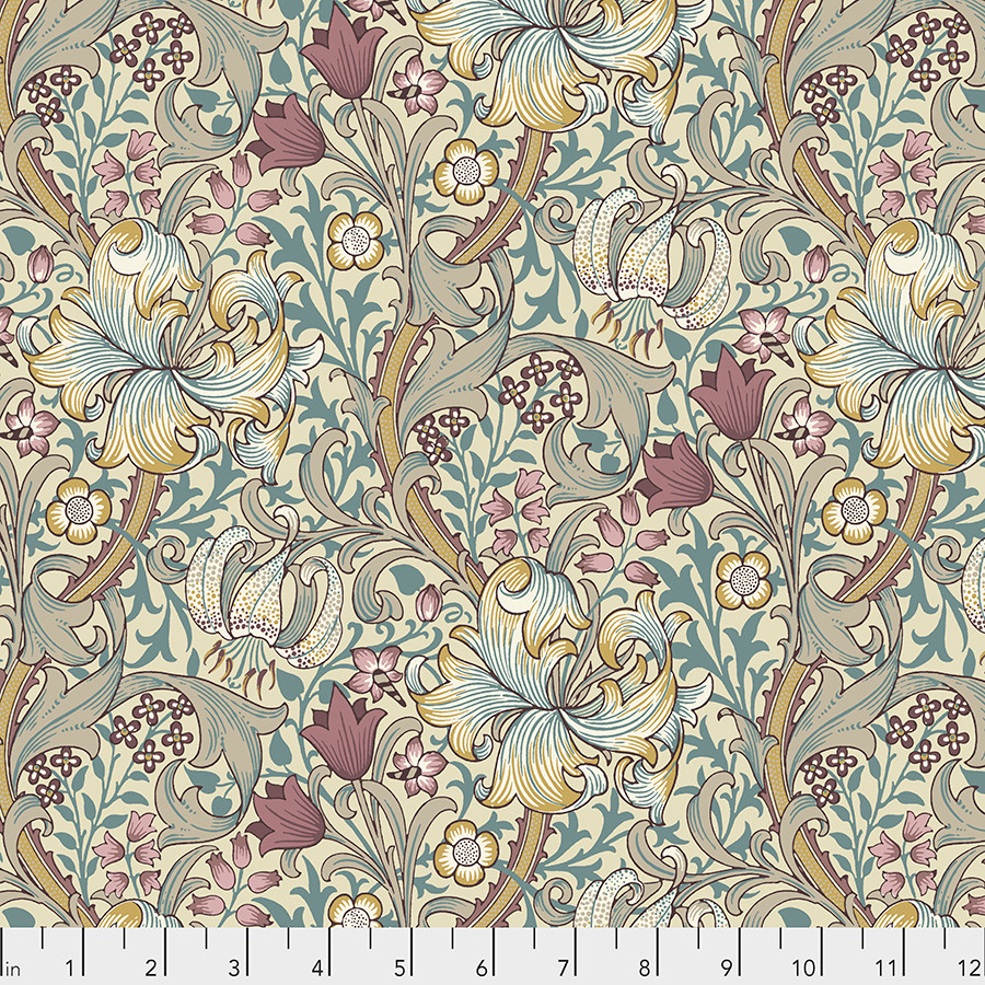 【新品】LILY柄design f cotton カラー&リーシュ セット FreeSpirit Fabrics | Golden Lily - Dusk | Standen