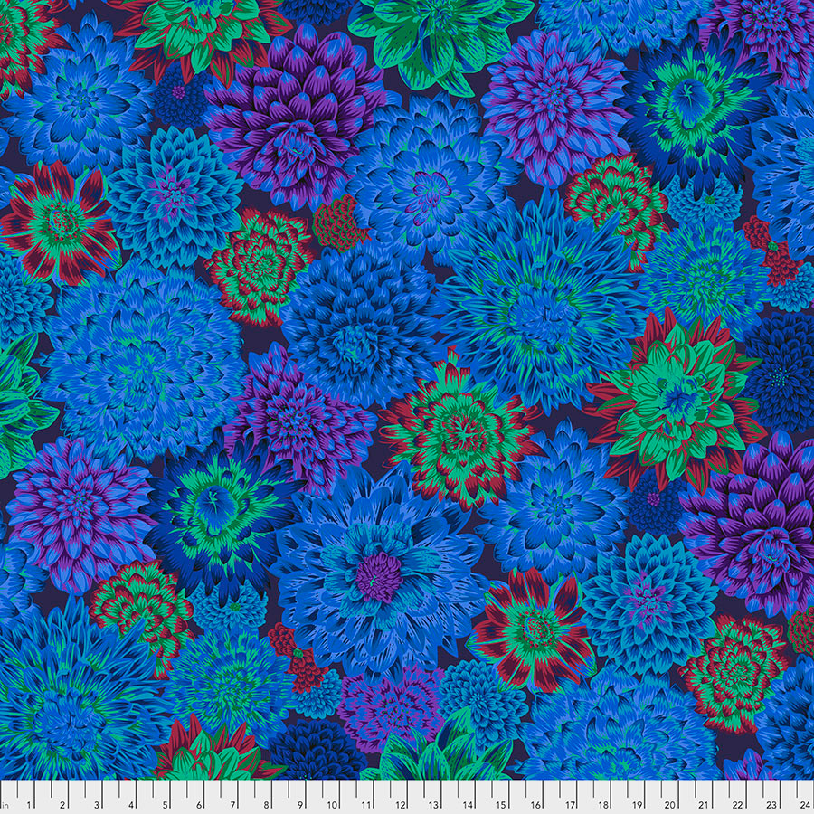 FreeSpirit Fabrics | Dancing Dahlias - Blue | Kaffe Fassett Collective FreeSpirit Fabrics | Dancing Dahlias - Blue | Kaffe Fassett Collective