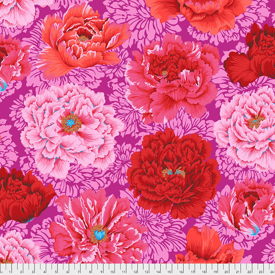 FreeSpirit Fabrics | Brocade Peony - Hot | Philip Jacobs for the