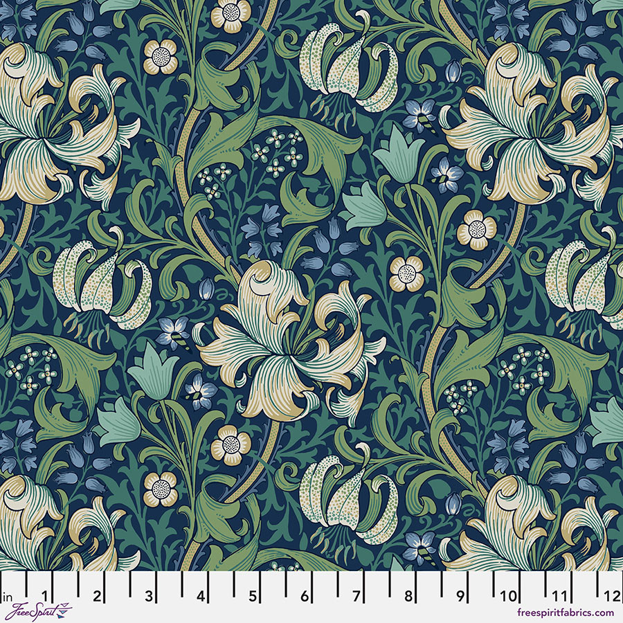 Buttermere | Golden Lily - Navy | The Original Morris & Co