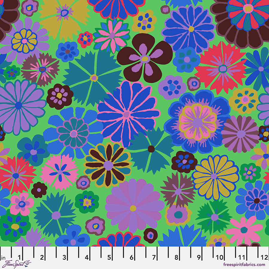 August 2024 | Folk Flower - Blue | Kaffe Fassett Collective
