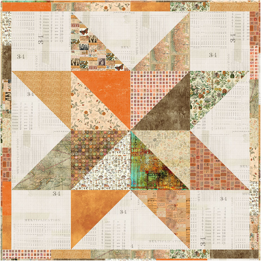 Tim Holtz Palette Orange -Orange Standout Star Quilt - FreeSpirit