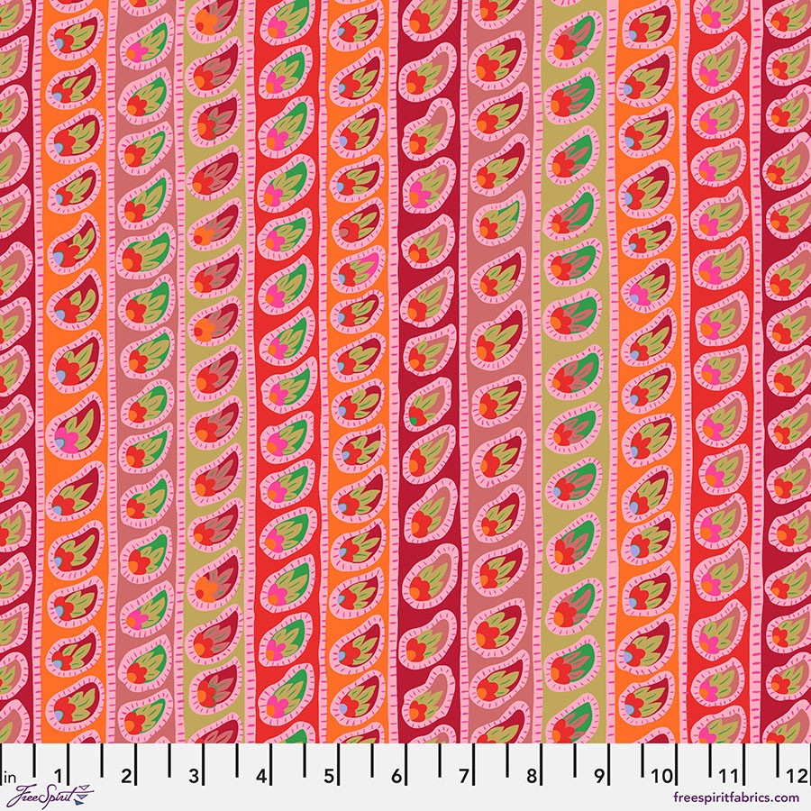 Paisley Stripe - Red || Kaffe: From the Archives - FreeSpirit Fabrics