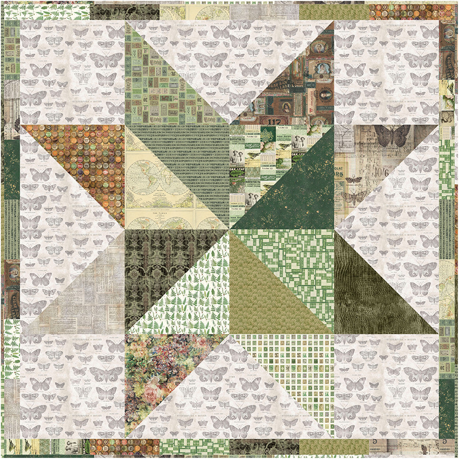 Tim Holtz Palette Green - Standout Star Quilt - FreeSpirit Fabrics