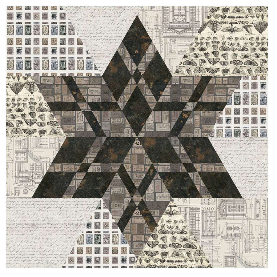 Tim Holtz Palette Charcoal - Woven Ribbon Star - FreeSpirit Fabrics