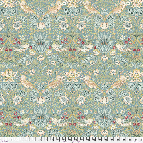 FreeSpirit Fabrics | Mini Strawberry Thief - Aqua| Kelmscott|The