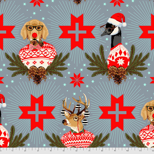 レア　バグズ・バニー クリスマスブランケット FreeSpirit Fabrics | Buck, Buck, Goose - Blue Spruce | Tula Pink