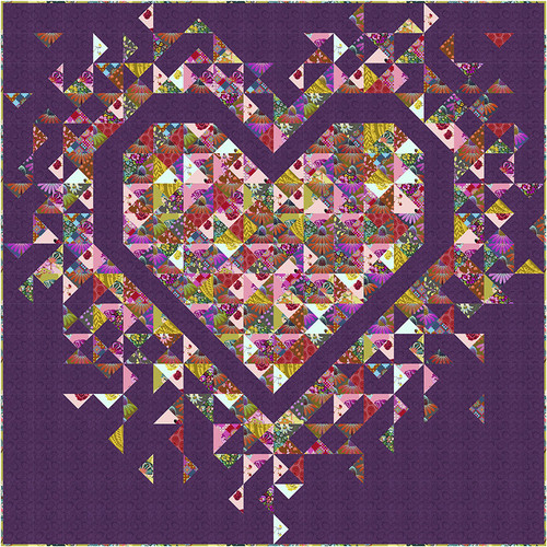 Anna Maria - Exploding Heart Quilt - Pond - FreeSpirit Fabrics