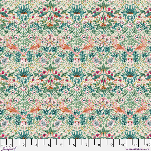 Mini Strawberry Thief - Mineral || Bedford Park Cotton Lawn Mini Strawberry Thief - Mineral || Bedford Park Cotton Lawn
