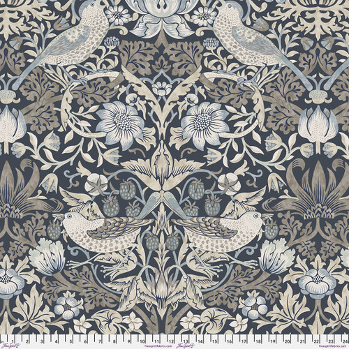 Backing Fabric - Strawberry Thief - Charcoal || Morden