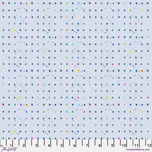 Pixel Palette - Sky || Stamped Blueprint Cotton Duck