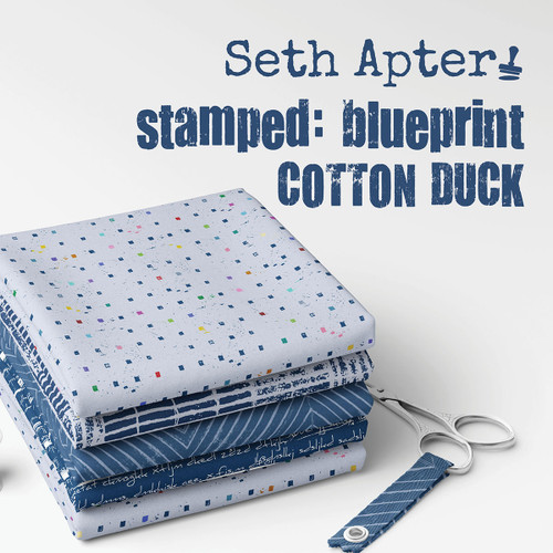 Stamped Blueprint Cotton Duck by Seth Apter