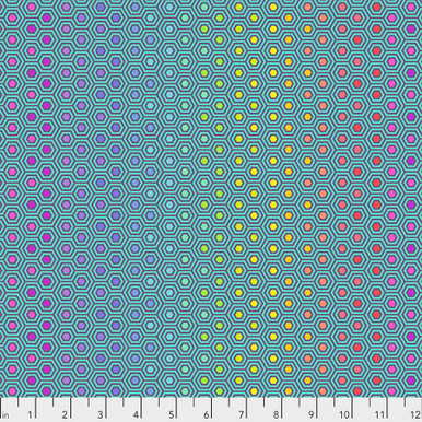 FreeSpirit Fabrics | Hexy Rainbow - Peacock | Tula Pink