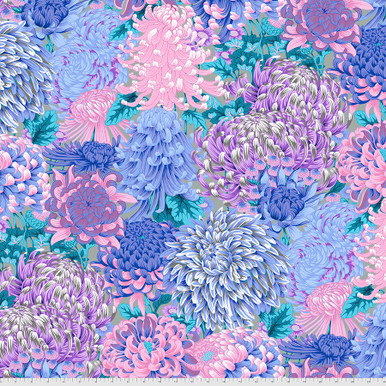 ハンドメイド作家 s*mam+ Fleur FreeSpirit Fabrics | Hokusai's Mums - Grey | Kaffe Fassett Collective