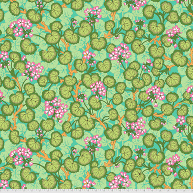 FreeSpirit Fabrics | Climbing Geraniums - Green | Kaffe Fassett