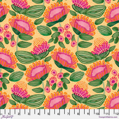 Playful Proteas - Apricot || Paradise Blooms - FreeSpirit Fabrics
