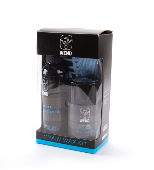 WEND CHAIN WAX KIT - 4oz Wax-Off chain cleaner, 2.5 oz Original Wax-On twist up and a microfiber cloth. WEND CHAIN WAX KIT - 4oz Wax-Off chain cleaner, 2.5 oz Original Wax-On twist up and a microfiber cloth.