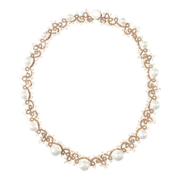 Cotton pearls pendant - Ecru - Product Closeup