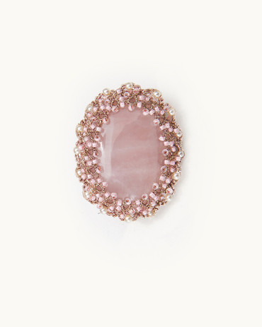 OVAL BROOCH WITH PINK OPAL
