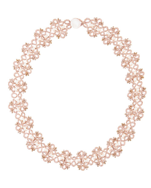 Cotton pearls necklace - rose - product closeup