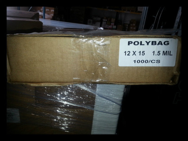 Flat poly bags 12x15" clear 1.5 mil 1000 per case