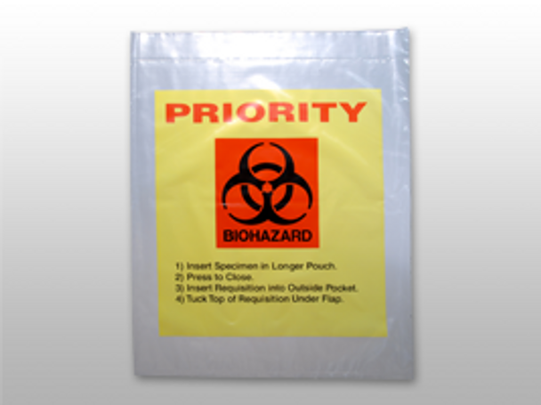 Yellow Tint Reclosable 3-Wall Specimen Transfer Bag (Biohazard)