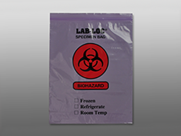 Purple Tint Reclosable 2-Wall Specimen Transfer Bag (Biohazard) (LAB221215PU)