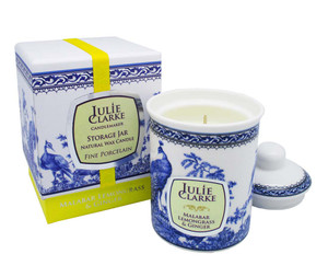 Julie Clarke - BLUE PEACOCK STORAGE JAR CANDLE - MALABAR LEMONGRASS & GINGER PEACOCK CANDLE Julie Clarke - BLUE PEACOCK STORAGE JAR CANDLE - MALABAR LEMONGRASS & GINGER PEACOCK CANDLE