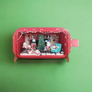 Alljoy design - Christmas Cats - 3D Pop up Card - Message in a bottle