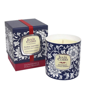 SNOWDROPS & HOLLY BERRIES PEACOCK CANDLE - BLUE PEACOCK STORAGE JAR CANDLE SNOWDROPS & HOLLY BERRIES PEACOCK CANDLE - BLUE PEACOCK STORAGE JAR CANDLE