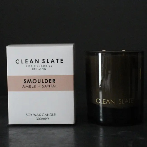 Clean Slate -Smoulder Moody Candle-AMBER + SANTAL  Low light. Soft heat. Velvet stillness.