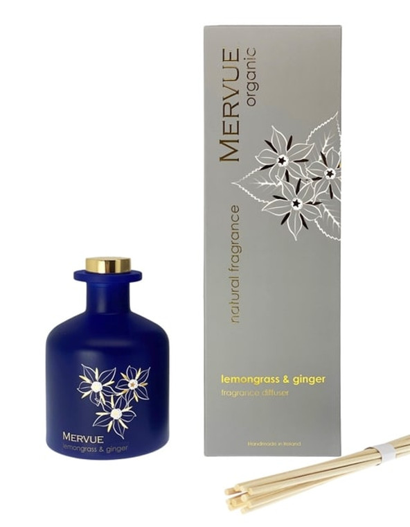 Mervue Organic - Lemongrass & Ginger Reed Diffuser FRAGRANCE DIFFUSER -  Fill your home with the uplifting fragrance of a Mervue vegan Lemongrass & Ginger aromatic diffuser.