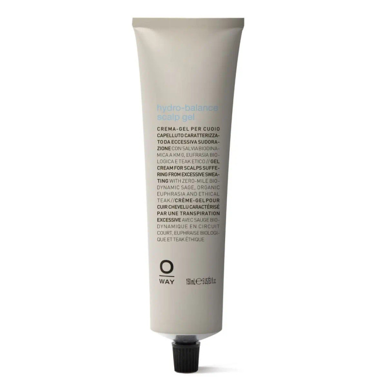 OWAY - rebalancing hydro-balance scalp gel 150 ml  Cream-gel for scalps characterised by excessive sweating.  With 97.7% naturally derived ingredients.  Dermatologically and Nickel tested.