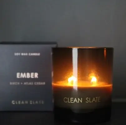 Clean Slate -Ember Moody Candle - BIRCH + ATLAS CEDAR  Smoky woods. Soft glow. A calm evening at home.