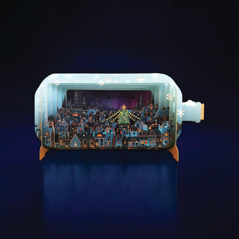 Alljoy Design- Silent Night - Christmas message in a bottle - 3D pop up card