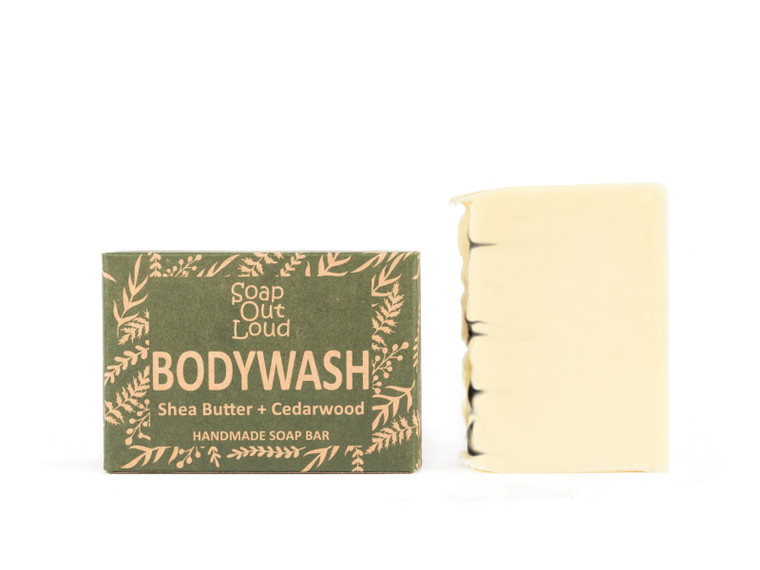 SoapOutLoud with a Luxurious Shea Butter + Cedarwood + Lemongrass, natural soap made with Organic Ingredients.