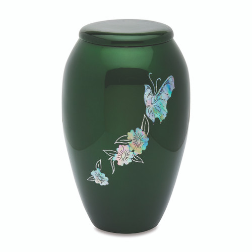 Green Butterfly Mother Of Pearl Adult Urn