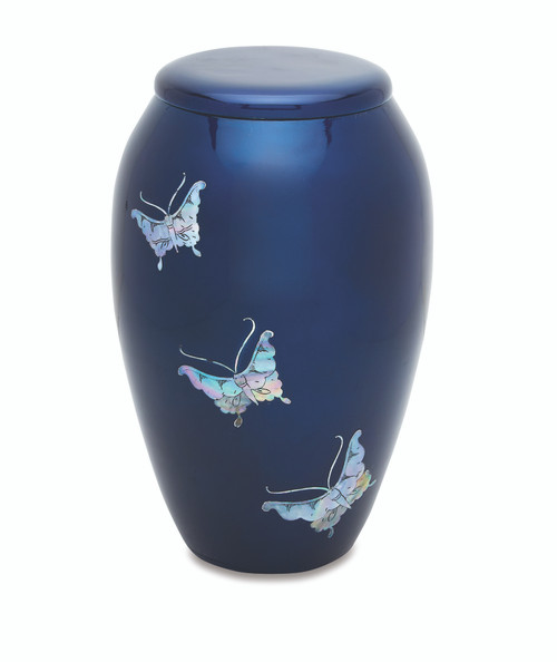 Blue Butterfly Mother Of Pearl Adult Urn