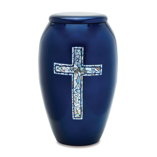 Blue Cross Mother Of Pearl Adult Urn