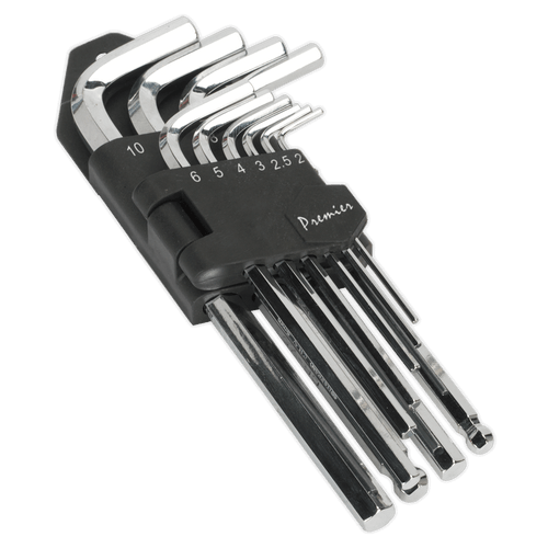 Sealey AK7166 Hex Key Set 10pc Long Fully Polished Metric