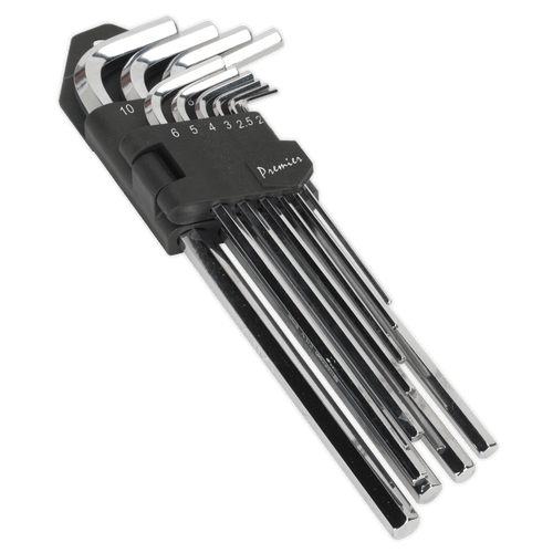Sealey AK7167 Hex Key Set 10pc Extra-Long Fully Polished Metric