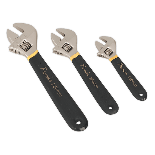 Sealey AK907 Adjustable Wrench Set 3pc Ni-Fe Finish