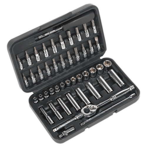 Sealey S0917 Socket Set 47pc 1/4"Sq Drive 6pt WallDrive Metric