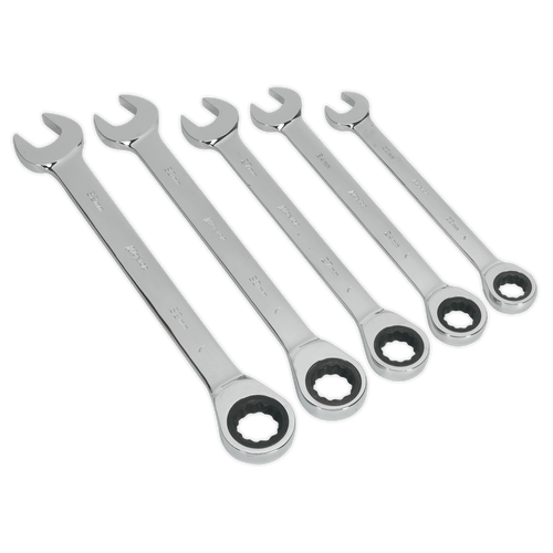 Sealey S0985 Combination Ratchet Spanner Set 5pc Metric