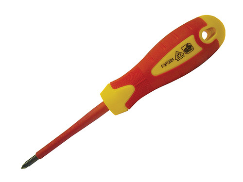 Faithfull FAISDVDEPZ1 VDE Soft Grip Screwdriver Pozi Tip PZ1 x 80mm