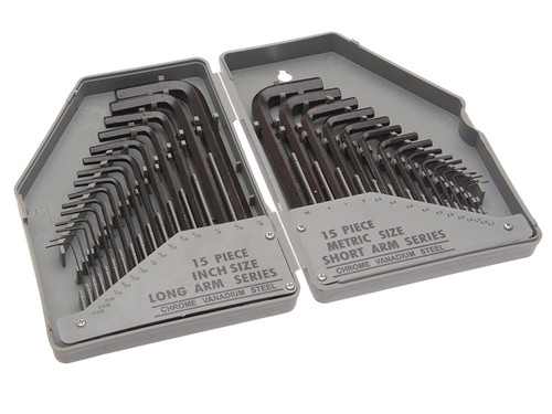 Faithfull FAIHKS30MAF Metric/Imperial Hex Key Set of 30 (0.7-10mm 0.028-3/8in)