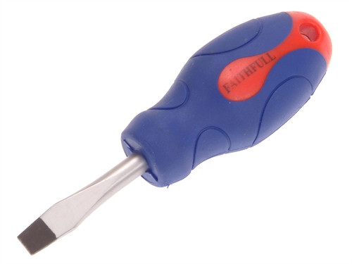 Faithfull FAISDFS Soft Grip Stubby Screwdriver Flared Slotted Tip 6.5 x 38mm