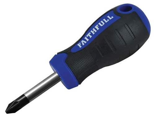 Faithfull FAISDPZ2S Soft Grip Stubby Screwdriver Pozidriv Tip PZ2 x 38mm